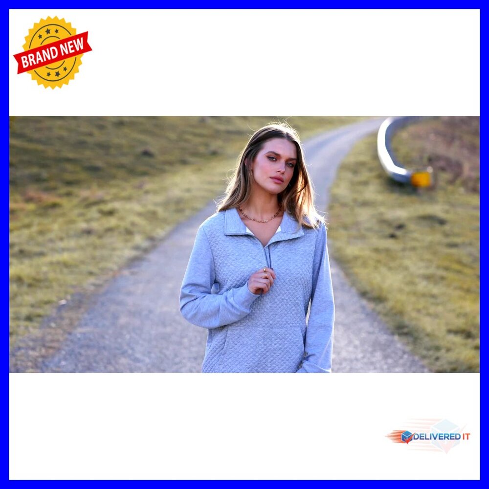 Quilted Pattern Lightweight Zipper Pullover Long … - image 7